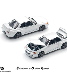 Pop Race Nissan Skyline GT-R R32 - Crystal White 1:64 Scale Diecast Car PR640157