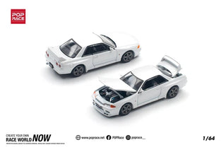 Pop Race Nissan Skyline GT-R R32 - Crystal White 1:64 Scale Diecast Car PR640157
