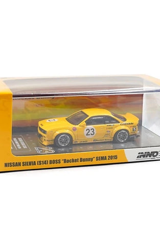 INNO64 YELLOW NISSAN SILVIA (S14) ROCKET BUNNY SEMA 2015