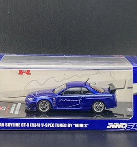INNO64 BLUE NISSAN SKYLINE GT-R (R34) V-SPEC TUNED BY MINE'S