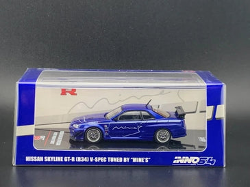 INNO64 BLUE NISSAN SKYLINE GT-R (R34) V-SPEC TUNED BY MINE'S