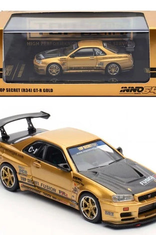 INNO64 TOP SECRET GOLD NISSAN SKYLINE GT-R (R34) MALAYSIA DIECAST EXPO SPECIAL EDITION 2024