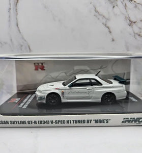 INNO64 WHITE NISSAN SKYLINE GT-R (R34) V-SPEC N1 TUNED BY MINE'S