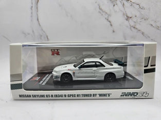 INNO64 WHITE NISSAN SKYLINE GT-R (R34) V-SPEC N1 TUNED BY MINE'S