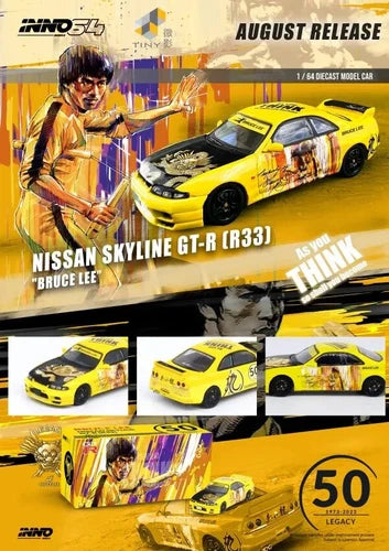 INNO64 BRUCE LEE YELLOW NISSAN SKYLINE GT-R (R33)