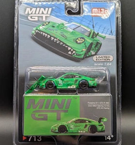 Mini GT Porsche 911 GT3 R #80 GTD AO Racing 2023 Sebring 12 Hrs Rexy #713 1/64