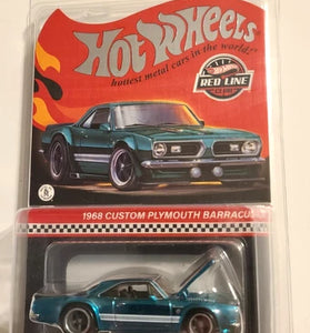 HOT WHEELS RLC AQUA 1968 CUTSOM PLYMOUTH BARACUDA