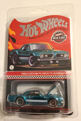 HOT WHEELS RLC AQUA 1968 CUTSOM PLYMOUTH BARACUDA