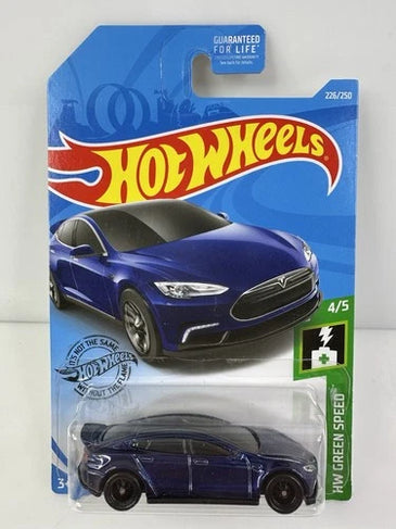 Hot Wheels HW Green Speed Tesla Model S Super Treasure Hunt Blue