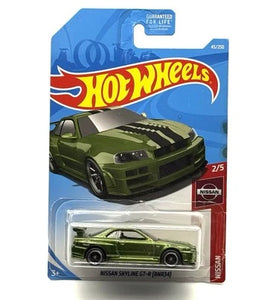 HOT WHEELS GREEN NISSAN SKYLINE GT-R (BNR34) SUPER TREASURE HUNT