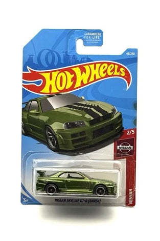 HOT WHEELS GREEN NISSAN SKYLINE GT-R (BNR34) SUPER TREASURE HUNT