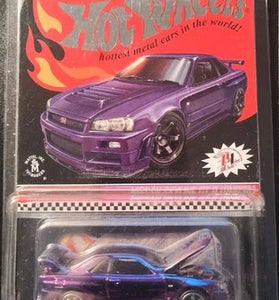 HOT WHEELS RLC PURPLE NISSAN SKYLINE GT-R (BNR34) w/PATCH & PIN