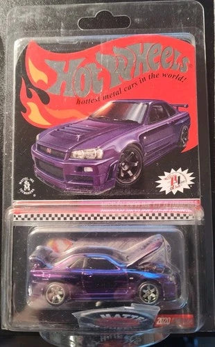 HOT WHEELS RLC PURPLE NISSAN SKYLINE GT-R (BNR34) w/PATCH & PIN