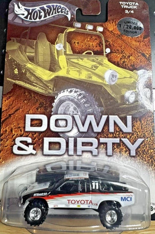 HOT WHEELS PREFERRED 1/20,000 BLACK & WHITE DOWN & DIRTY TOYOTA TRUCK