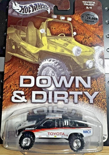HOT WHEELS PREFERRED 1/20,000 BLACK & WHITE DOWN & DIRTY TOYOTA TRUCK