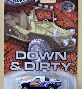 HOT WHEELS PREFERRED 1/20,000 BLUE & WHITE DOWN & DIRTY TOYOTA TRUCK