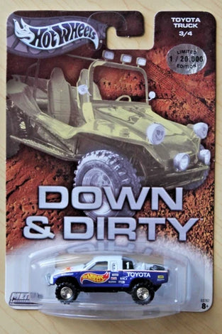 HOT WHEELS PREFERRED 1/20,000 BLUE & WHITE DOWN & DIRTY TOYOTA TRUCK