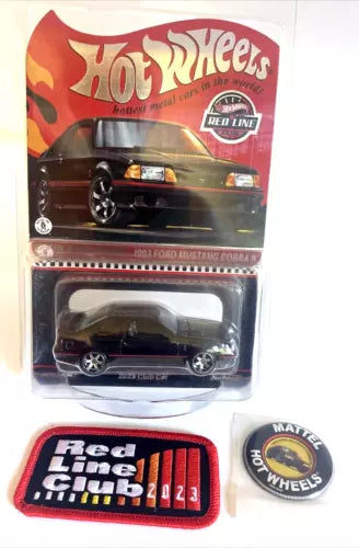 HOT WHEELS RLC BLACK 1993 FORD MUSTANG COBRA R w/PATCH & PIN