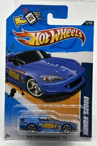 2012 HOT WHEELS #141 BLUE HONDA S2000 w/WINDSHIELD BANNER