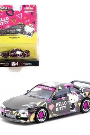 TARMAC WORKS VERTEX NISSAN SILVIA S14 HELLO KITTY 1/64 BLACK CHROME