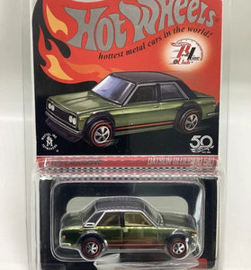 HOT WHEELS RLC GREEN DATSUN BLUEBIRD 510 W/PATCH & PIN