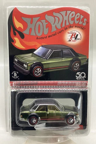 HOT WHEELS RLC GREEN DATSUN BLUEBIRD 510 W/PATCH & PIN