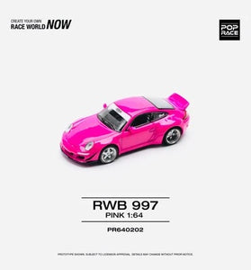 Porsche RWB 997 Pink #202 Factory Sealed 1:64 Model Car by Pop Race PR640202