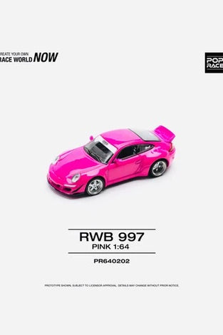 Porsche RWB 997 Pink #202 Factory Sealed 1:64 Model Car by Pop Race PR640202