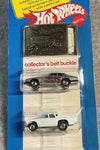 1978 HOT WHEELS 3 PACK W/BELT BUCKLE, HOT BIRD, 57 T-BIRD & JAGUAR XJS