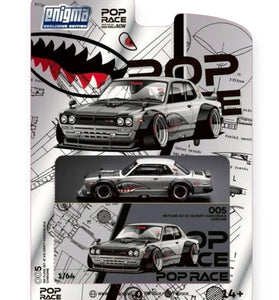 Pop Race 1:64 Nissan GTR V8 Drift Hakosuka #005 Silver Enigma Exclusive Edition