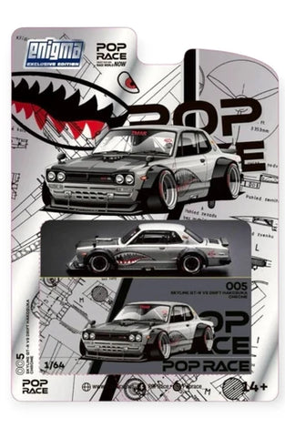 Pop Race 1:64 Nissan GTR V8 Drift Hakosuka #005 Silver Enigma Exclusive Edition