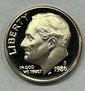 1986-S CLAD PROOF ROOSEVELT DIME