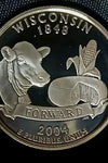 2004-S SILVER PROOF WASHINGTON WISCONSIN STATE QUARTER