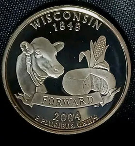 2004-S SILVER PROOF WASHINGTON WISCONSIN STATE QUARTER
