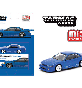 Tarmac Works 1:64 VERTEX Nissan Silvia S13 TOYO TIRES – Blue Metallic – Global64 – Mijo Exclusives