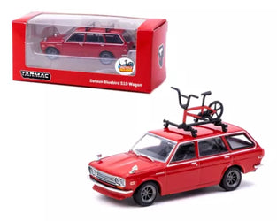 Tarmac Works GLOBAL64 Datsun Bluebird 510 Wagon (Red) with Bicycle and Rack
