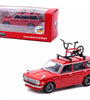 Tarmac Works GLOBAL64 Datsun Bluebird 510 Wagon (Red) with Bicycle and Rack