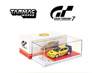 TARMAC WORKS GRAN TURISMO 7 99 MITSUBISHI LANCER EVO VI SHELL 1/64 Play Station