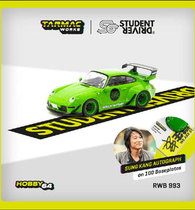 Tarmac Works PORSCHE RWB 993 Rough Rhythm Fuel Fest Student Driver Green Hobby64