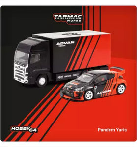 Tarmac Works 1/64 T64-080-ADV Pandem Yaris ADVAN With Truck