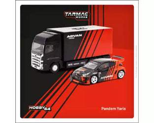 Tarmac Works 1/64 T64-080-ADV Pandem Yaris ADVAN With Truck