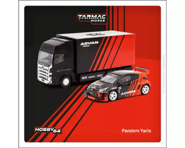 Tarmac Works 1/64 T64-080-ADV Pandem Yaris ADVAN With Truck