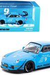 Tarmac Works Porsche RWB 993 #9 "Rauh Passion" Bright Blue with Graphics 1/64