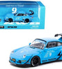 Tarmac Works Porsche RWB 993 #9 "Rauh Passion" Bright Blue with Graphics 1/64